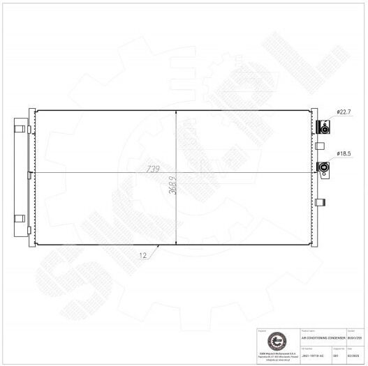 Air Conditioning Condenser for Ford Focus IV A/C Dryer JX6119710AC