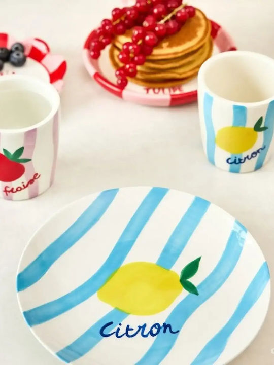 Que Rico Citron Πιάτο Γλυκού Κεραμικό Κίτρινο με Διάμετρο 18cm