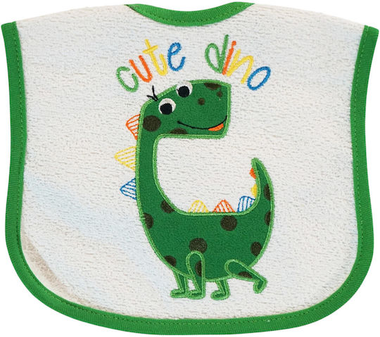 Baby Tone Cute Green Dino Fabric Baby Bib with Hoop & Loop Fastener Cute Green Dino