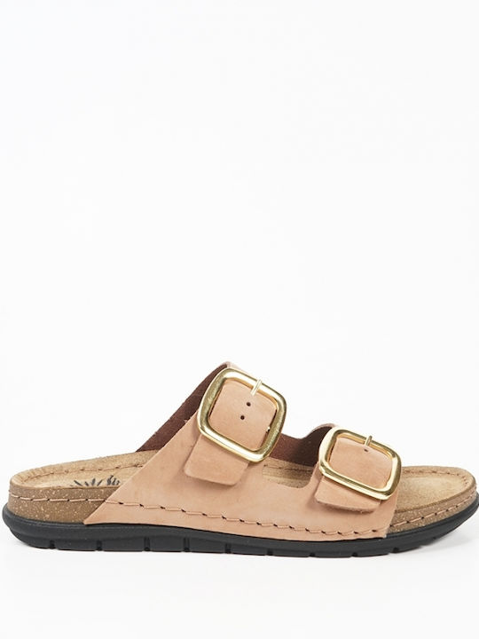 Sunny Sandals Δερμάτινα Γυναικεία Σανδάλια Μπεζ