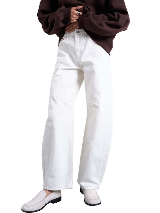 High Rise Women's Jean Pants Ecru