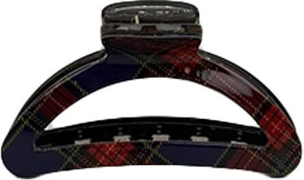 Half Moon Claw Clip Bone Half Moon Checkered 9cm Red-Blue