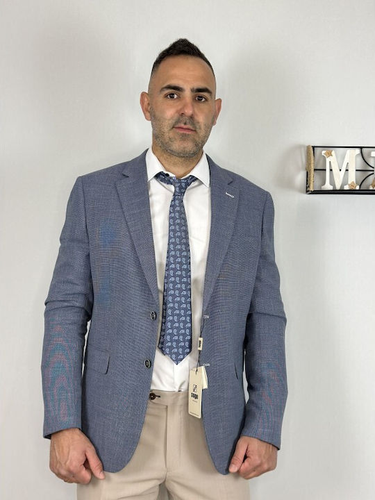 Summer Men’s Suit Jacket with Regular Fit Blue