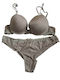 Infiore Lace Underwear Set Bra with Brazil Beige-Grey