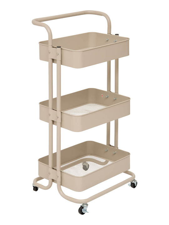 5Five Kitchen Trolley Metallic 3 Tiers Beige 45...