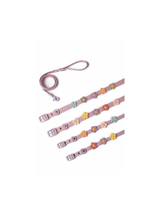 Unicord Waterproof Handmade Dog Collar Necklace Crocs Charm Lilac Flowers 23-29cm XSmall