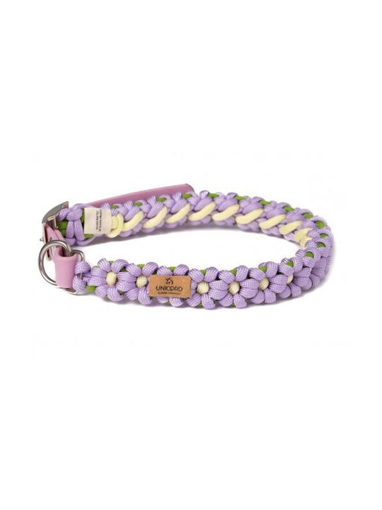 Unicord Handgemachtes Hundehalsband Halsband Flower Power Flieder Lachsgrün Gelb Pastell 30-36cm Klein