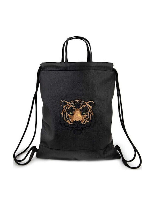 Leder Damen Handtaschen Rucksack Schwarz