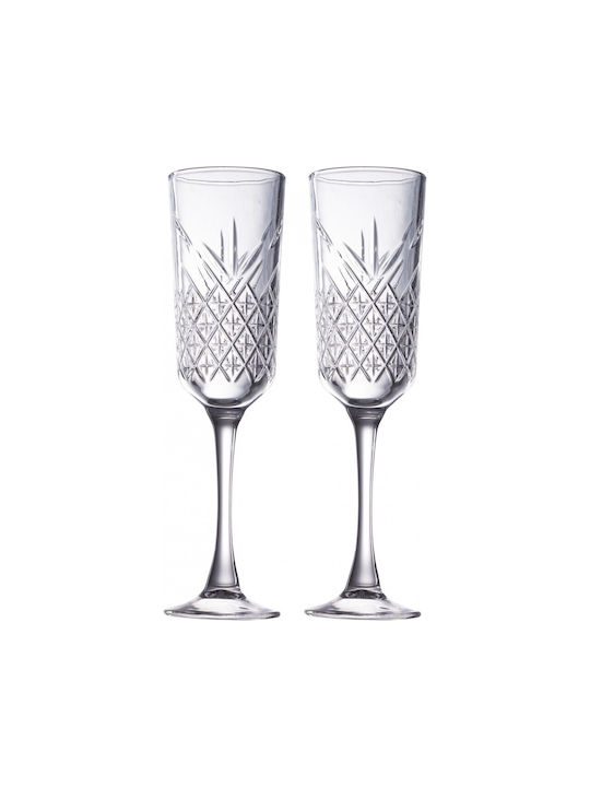Excellent Houseware Σετ Ποτήρια Σαμπάνιας από Γυαλί Κολωνάτα 175ml 2τμχ