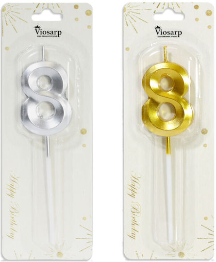 Viosarp Geburtstagskerzen Gold und Silber Nummer 8 Vc090-8