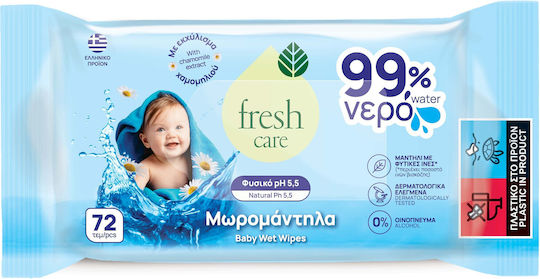 Fresh Care Бебешки Кърпички с 99% Вода Без Алкохол и Парабени 72 Бр