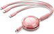 Vention Retractable USB to Type-C / Lightning Cable 5A Ροζ 1.1m TRKPBE