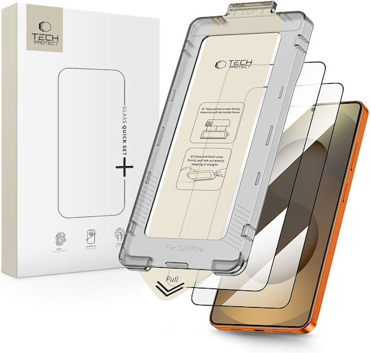 Set 2 Tech-Protect Quick Set Plus Folii Protectie Ecran Tempered Glass Kit Instalare Inclus Compatibil Samsung Galaxy S26 Ultra Negru