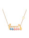 VTJ Necklace Family In Pink Gold Plated Silver Blue