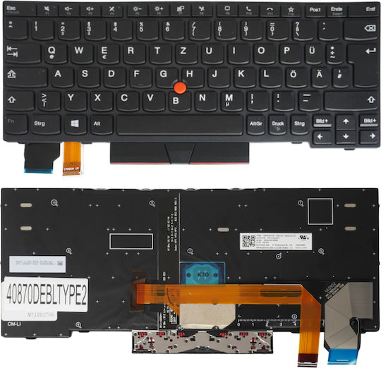 Deutsche Laptop-Tastatur Lenovo ThinkPad X280 20KF 20KE X390 20Q0 20SC A285 20MW 20MX X395 20NL 20NM L13 Yoga 20R5 20R6 Gen 2 20VH X13 20T2 20T3 01YP026 mit Trackpoint Hintergrundbeleuchtung Schwarz Code 40870debltype2