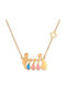 VTJ Necklace Family In Pink Gold Plated Silver Blue