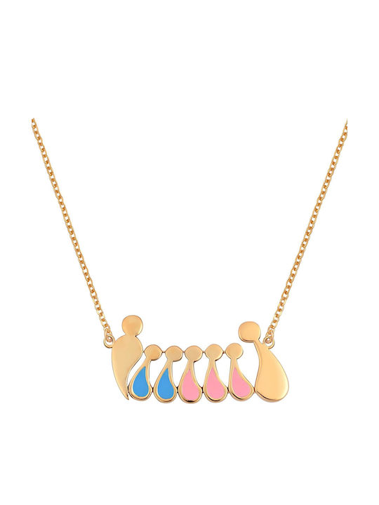 VTJ Necklace Family From Pink Gold Plated Silver Blue