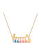 VTJ Necklace Family From Pink Gold Plated Silver Blue