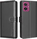 Motorola Moto G55 5G Case Binfen Color Bf32 Flip Wallet Synthetic Leather PU TPU Black RFID Wallet Stand