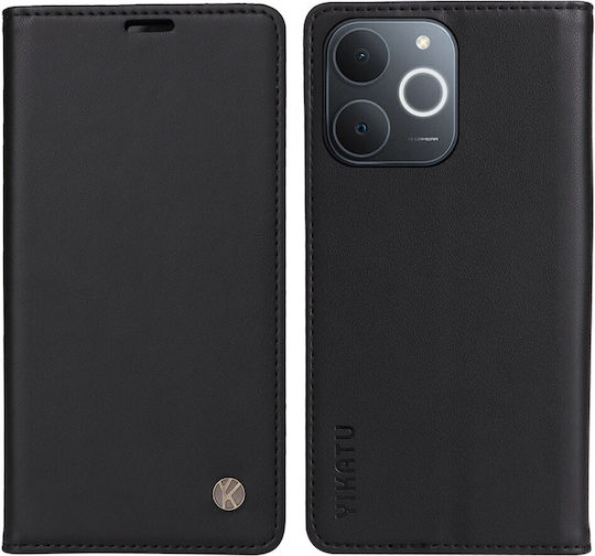 Realme Note 70t Yikatu Flip Wallet Synthetic Leather PU TPU Black Wallet Stand Mobile Phone Case