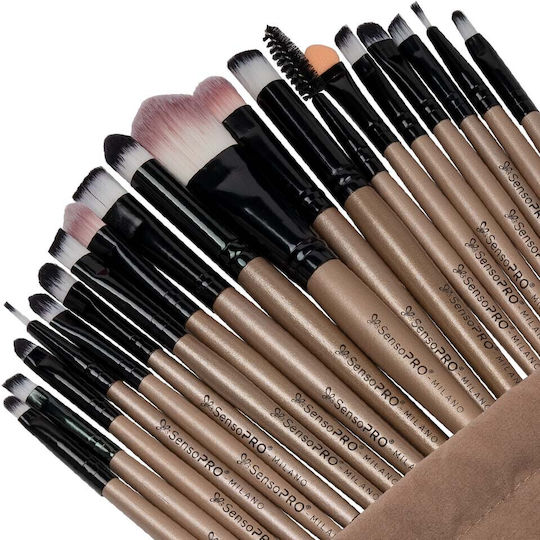 Set 20 Professional Makeup Brushes Sensopro Milano Travel Nude + Gift
