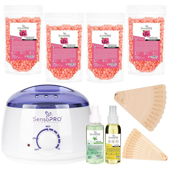 Kit Complet Ceară Depilatoare Trandafir Pentru Piele Sensopro Milano