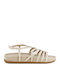 Leather Women's Flat Sandals Gold