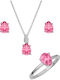 Verorama Verorama Schmuckset mit Halskette Ohrringe und Ring aus Silber mit Steinen