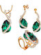 Verorama Set with Necklace Earrings & Ring Gold Plated Silver with Stones