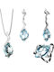 Verorama Set with Necklace Earrings and Ring from Silver with Stones
