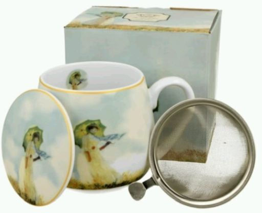 Mug 430ml Lid Tea Filter Box Duo Monet Woman Parasol