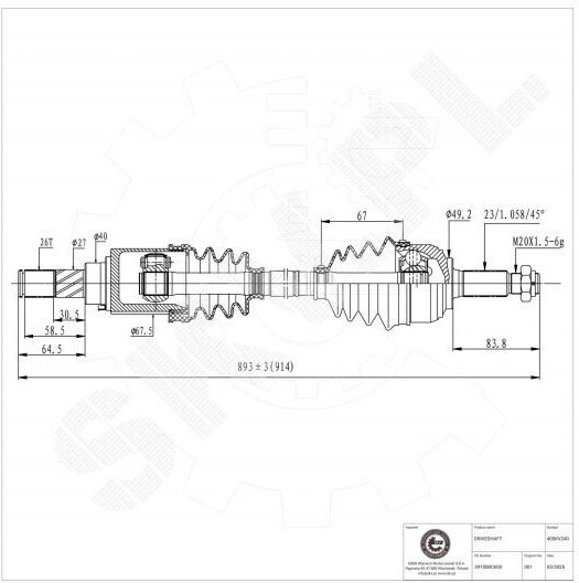 Halbachse Nissan Micra III Note Vorne Rechts 39100bc600