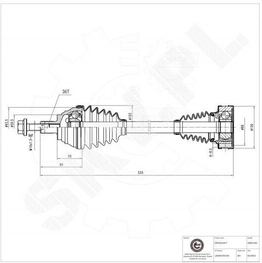 Half Axle Seat Leon Toledo II VW Bora I Golf IV Front Left JZW407451DX