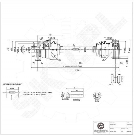 Transmission Shaft Drive Audi A4 Rear Left Right 8e0501203j