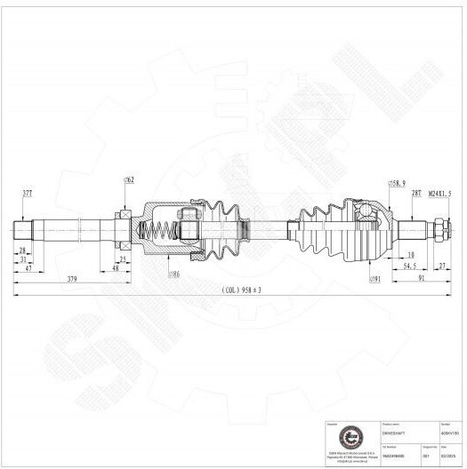 Ημιαξόνιο Κίνησης Citroen C5 Iii C6 Peugeot 407 Εμπρός Δεξιά 9682498480