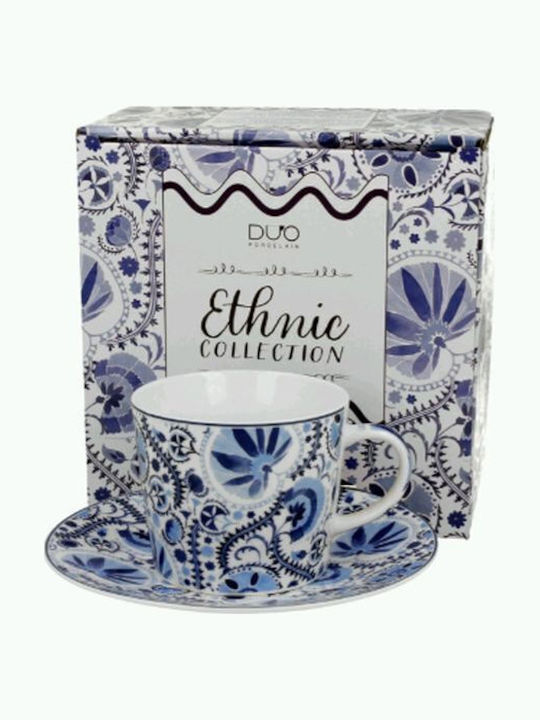 Φλιτζάνι 250ml Πιατάκι Κουτί Duo Ethnic Collection Naresh Blue