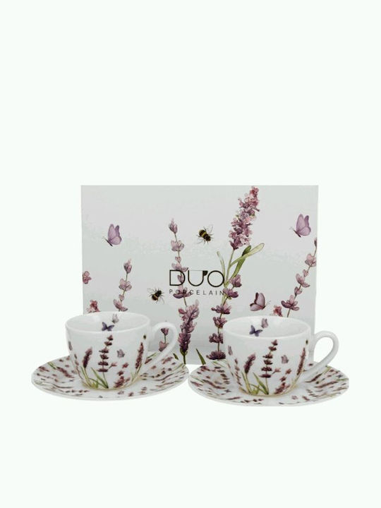 Комплект Чаши Еспресо Чинийки Duo Classic Lavender 2 Бройки