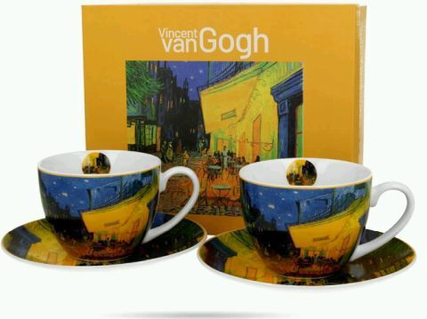 Комплект Чаши Чинийки Кутия Duo Van Gogh Terrace At Night 2 Бройки