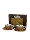 Set Cesti Espresso Farfurii Duo Klimt Tree Life Maro 2 Bucăți