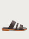 Leder Damen Anatomisch Flache Sandalen Braun