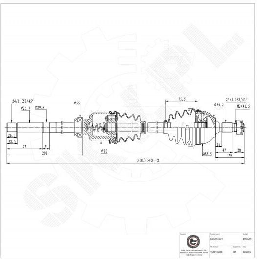 Jumătate De Axă De Transmisie Citroen C3 Ds3 Peugeot 2008 207 208 Față Dreapta 9656135080