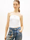 Tjw Women's Ecru Cotton Crop Top