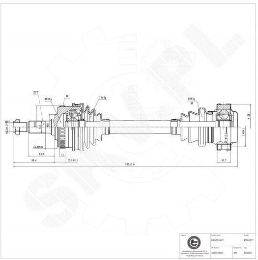 Half Axle Transmission Mercedes-Benz V-Class Vito Front Left Right 6383340534