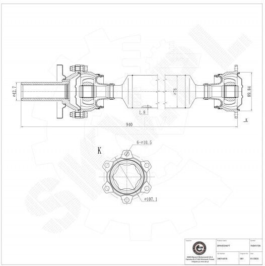 Transmission Shaft for Mitsubishi Pajero III IV
