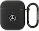 Mercedes-Benz Θήκη Δερμάτινη με Γάντζο σε Μαύρο χρώμα για Apple AirPods 1 / AirPods 2