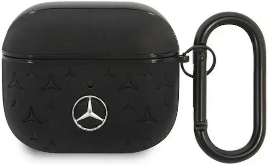 Mercedes-Benz Θήκη Δερμάτινη με Γάντζο σε Μαύρο χρώμα για Apple AirPods 1 / AirPods 2
