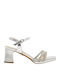 Leather Women's Sandals Anatomic with Strass Silver Strass