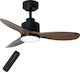 Life Solano Ceiling Fan 91cm with Light Wood-Black