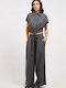 Women's Fabric Pants in Loose Fit Gray