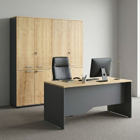 Βιβλιοθήκη Venturo Ανθρακί - Φυσικό Οξιάς 160x40x200εκ.